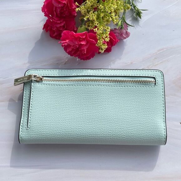 Kate spade Blue glow Cameron slim bifold wallet clutch NEW - Picture 3 of 6